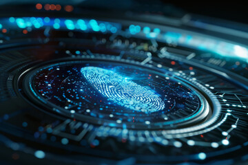 Poster - A digital image of a fingerprint in a circle