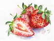 Strawberry, Rich in vitamin C and antioxidants, superfoods conception, watercolor illustration