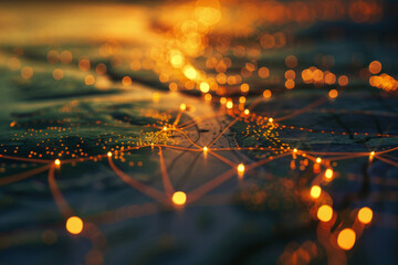 Poster - A map of the world with a lot of lights on it