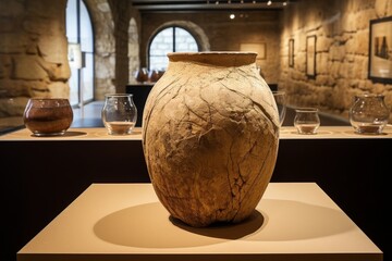 Antique ceramic vase on display in museum