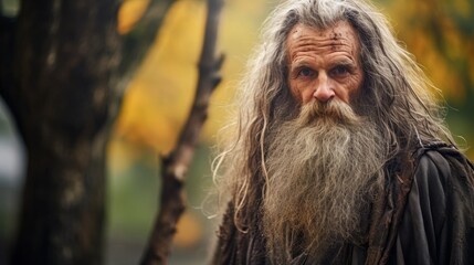 Poster - Rugged bearded man in the forest