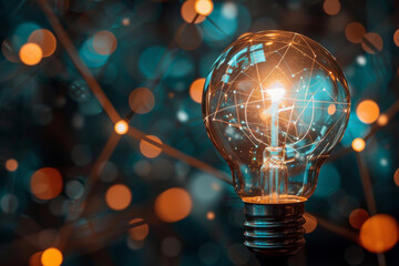 Poster - A light bulb with a glowing light inside of it