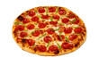 © SockaGPhoto - A zesty pizza with cheese, pepperoni and grren pepper toppings isolated on white