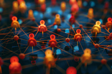 Poster - A blurred image of a network of people connected to each other