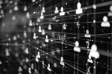 Poster - A black and white image of a network of people