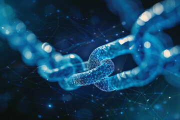 Poster - A close up of a chain with a blue background
