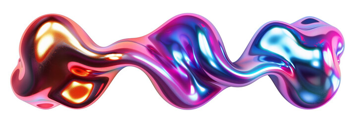 Poster - set of bubble 3d chrome neon fluid form liquid metallic shape, transparent background