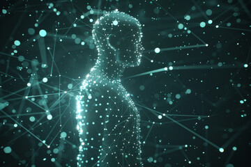Poster - A silhouette of a person made of dots and lines
