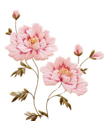 Wall Mural - PNG Little Peony pattern blossom flower.
