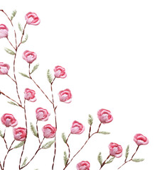 Canvas Print - PNG Little pink roses pattern embroidery flower.