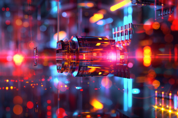 Poster - A computer generated image of a camera with a red light coming out of it
