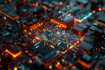 Poster - A computer motherboard with a cpu in the middle