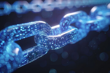 Poster - A close up of a chain with blue dots on it