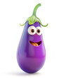 Amused eggplant character with raised eyebrow, on a white background