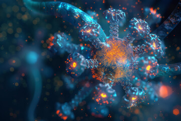 Poster - A computer generated image of a cell with a blue background