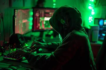 Poster - A person in a green hoodie is typing on a keyboard
