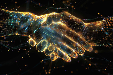 Poster - A handshake between two people with numbers on it