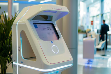 Poster - A white kiosk with a screen that says ' validation ' on it