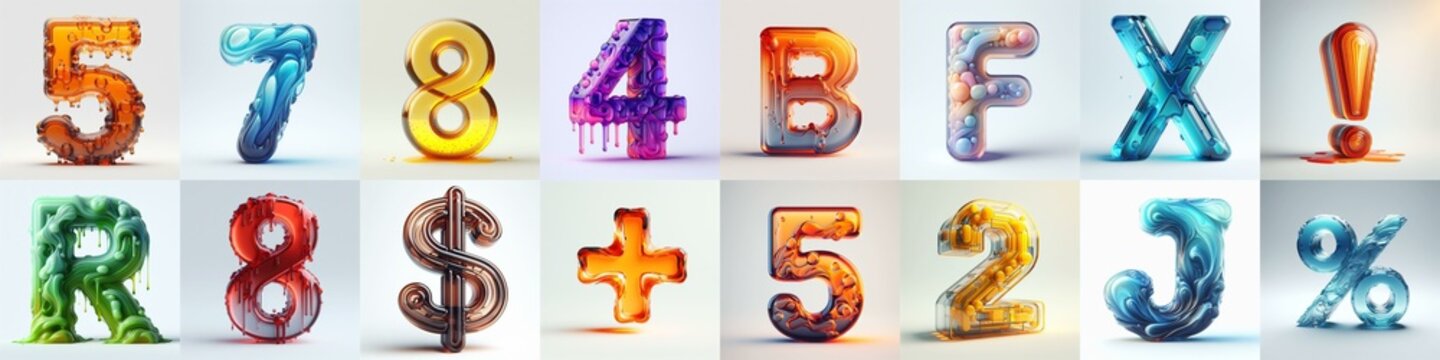 glass 3D Lettering Typeface. AI generated illustration