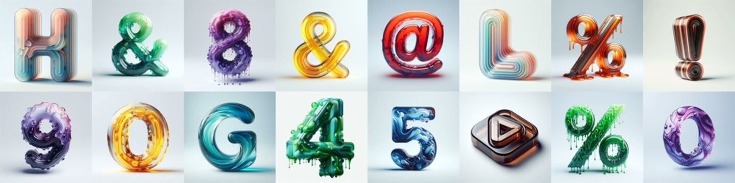 glass 3D Lettering Typeface. AI generated illustration