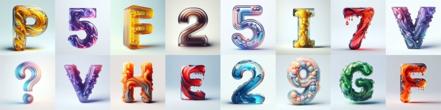 glass 3D Lettering Typeface. AI generated illustration
