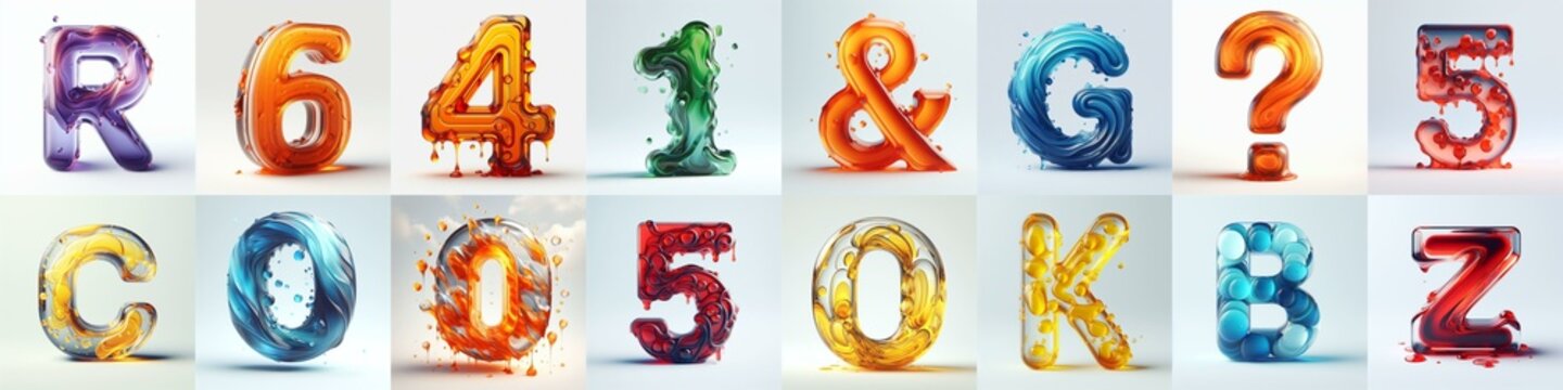 glass 3D Lettering Typeface. AI generated illustration