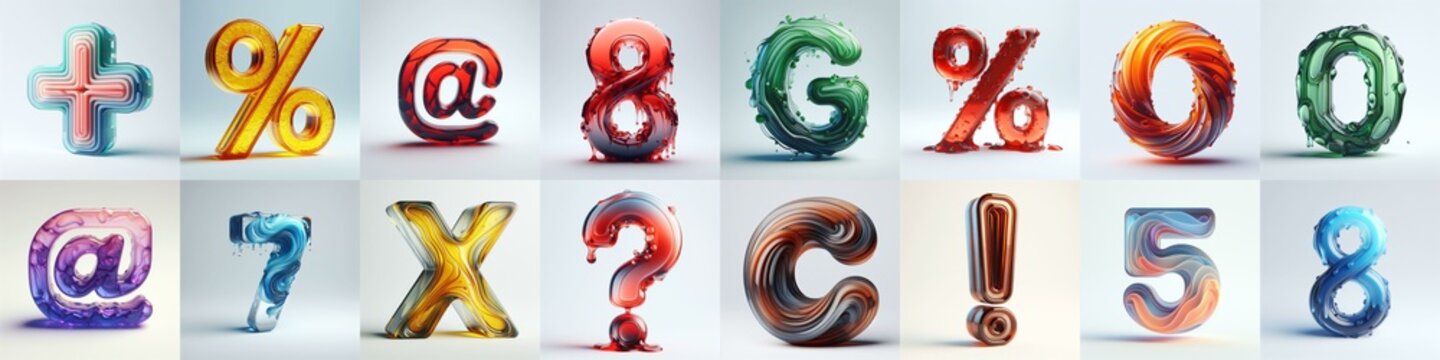 glass 3D Lettering Typeface. AI generated illustration