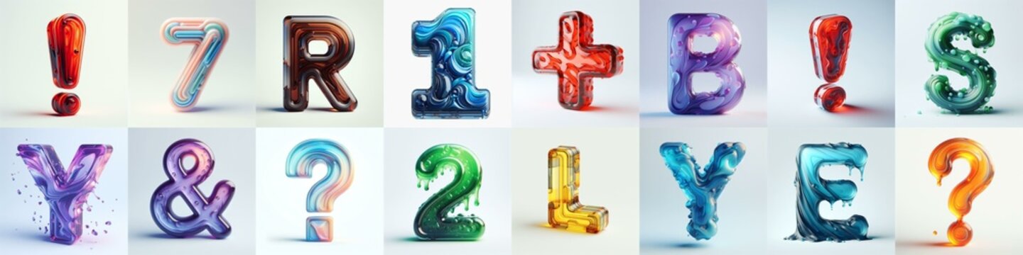 glass 3D Lettering Typeface. AI generated illustration