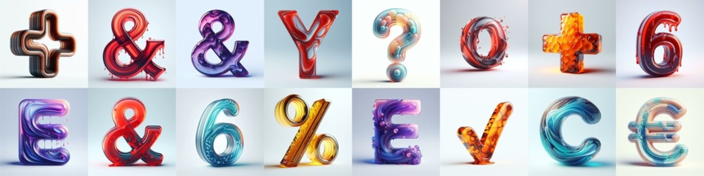 glass 3D Lettering Typeface. AI generated illustration