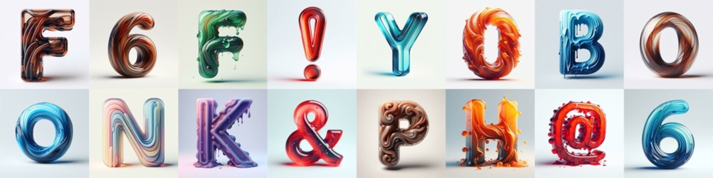 glass 3D Lettering Typeface. AI generated illustration