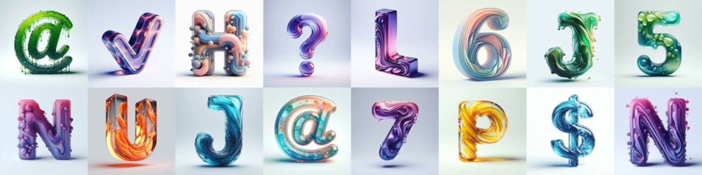 glass 3D Lettering Typeface. AI generated illustration