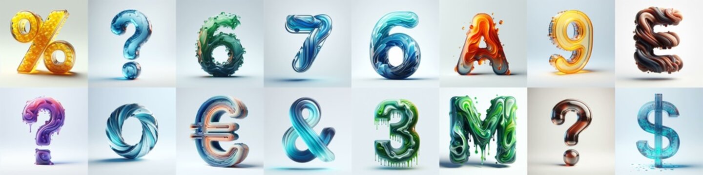 glass 3D Lettering Typeface. AI generated illustration