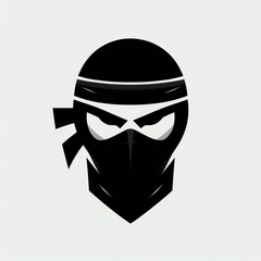 Wall Mural - Minimalist Graphic Silhouette of a Ninja’s Head