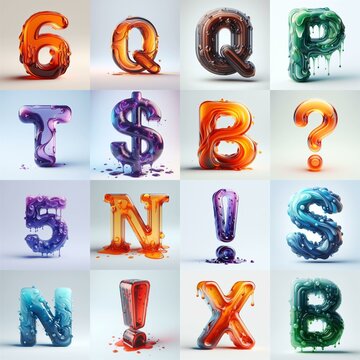 glass 3D Lettering Typeface. AI generated illustration