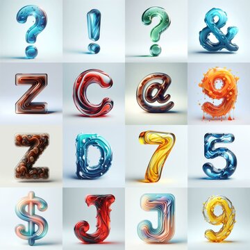 glass 3D Lettering Typeface. AI generated illustration