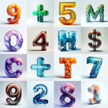 glass 3D Lettering Typeface. AI generated illustration