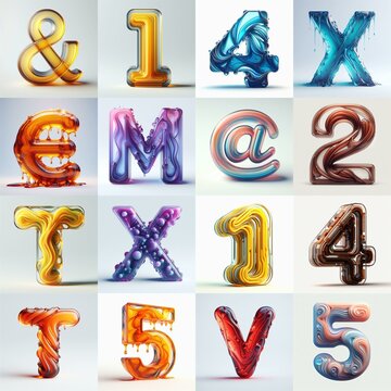glass 3D Lettering Typeface. AI generated illustration