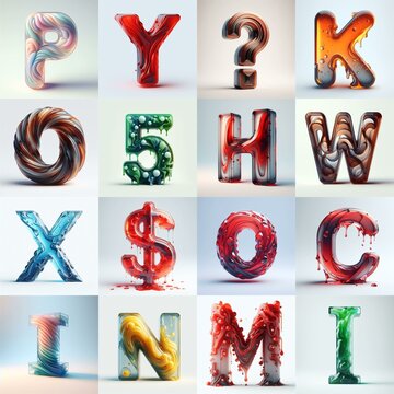 glass 3D Lettering Typeface. AI generated illustration