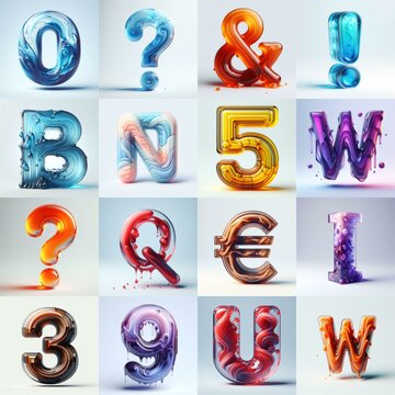 glass 3D Lettering Typeface. AI generated illustration