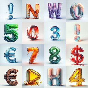 glass 3D Lettering Typeface. AI generated illustration