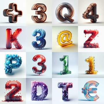 glass 3D Lettering Typeface. AI generated illustration