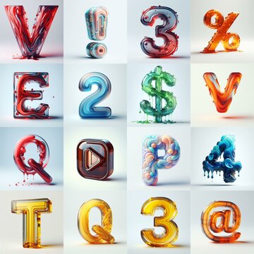 glass 3D Lettering Typeface. AI generated illustration