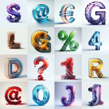 glass 3D Lettering Typeface. AI generated illustration