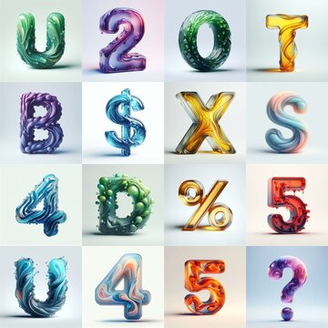 glass 3D Lettering Typeface. AI generated illustration