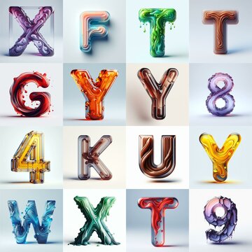 glass 3D Lettering Typeface. AI generated illustration