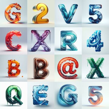 glass 3D Lettering Typeface. AI generated illustration