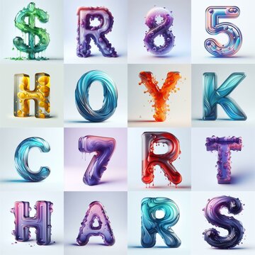 glass 3D Lettering Typeface. AI generated illustration