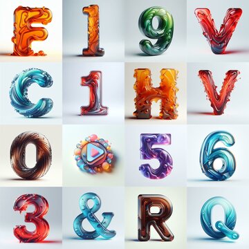 glass 3D Lettering Typeface. AI generated illustration