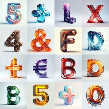 glass 3D Lettering Typeface. AI generated illustration