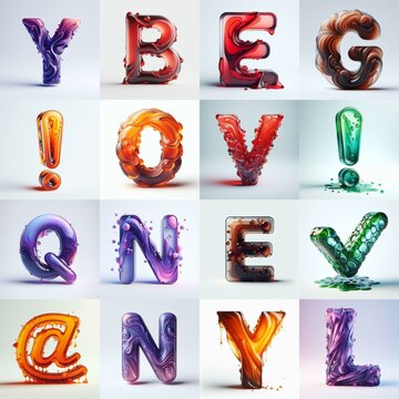 glass 3D Lettering Typeface. AI generated illustration